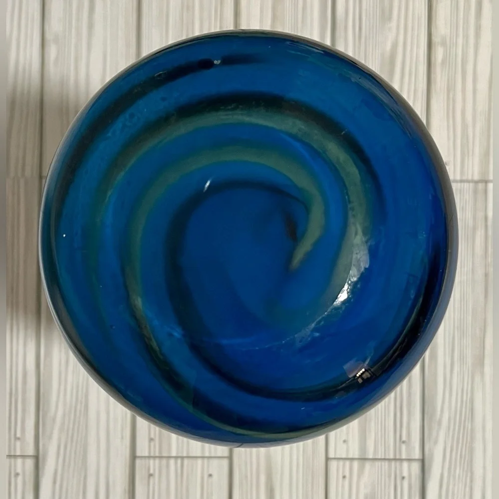 Large Blue MCM Murano Style Art Glass Vase